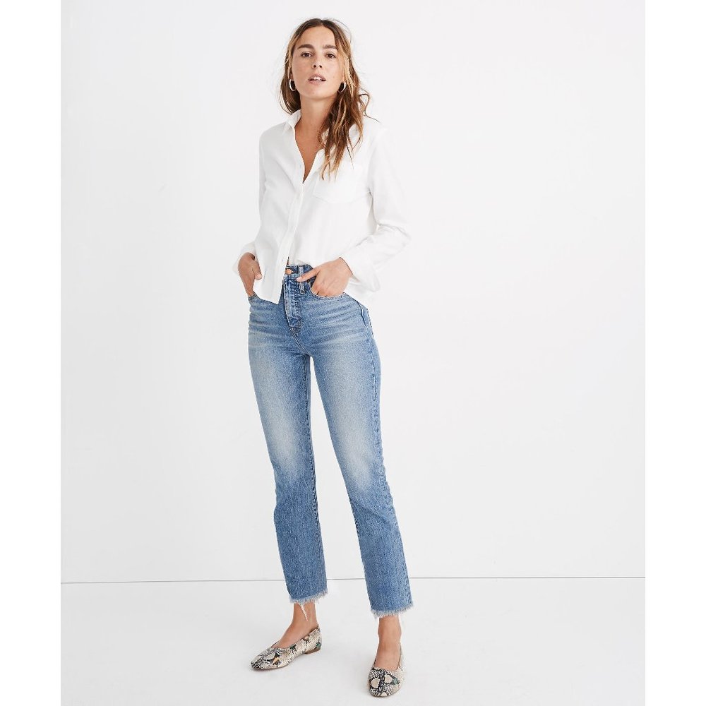 NWT Madewell The Perfect Vintage Jean Ainsworth Wash Raw Hem High Rise 25